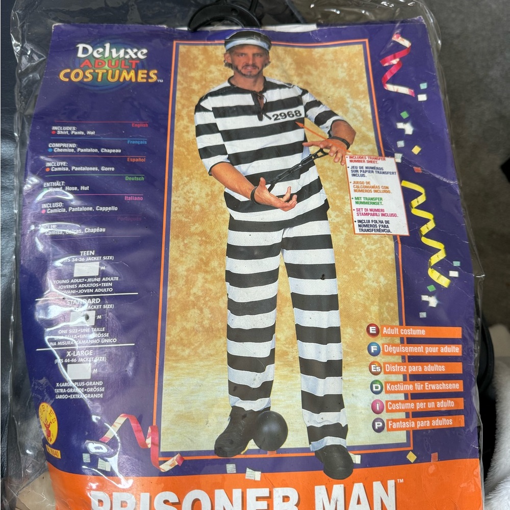Prisoner Man Deluxe Adult Costume Size Medium (fits up to 44 jacket size)